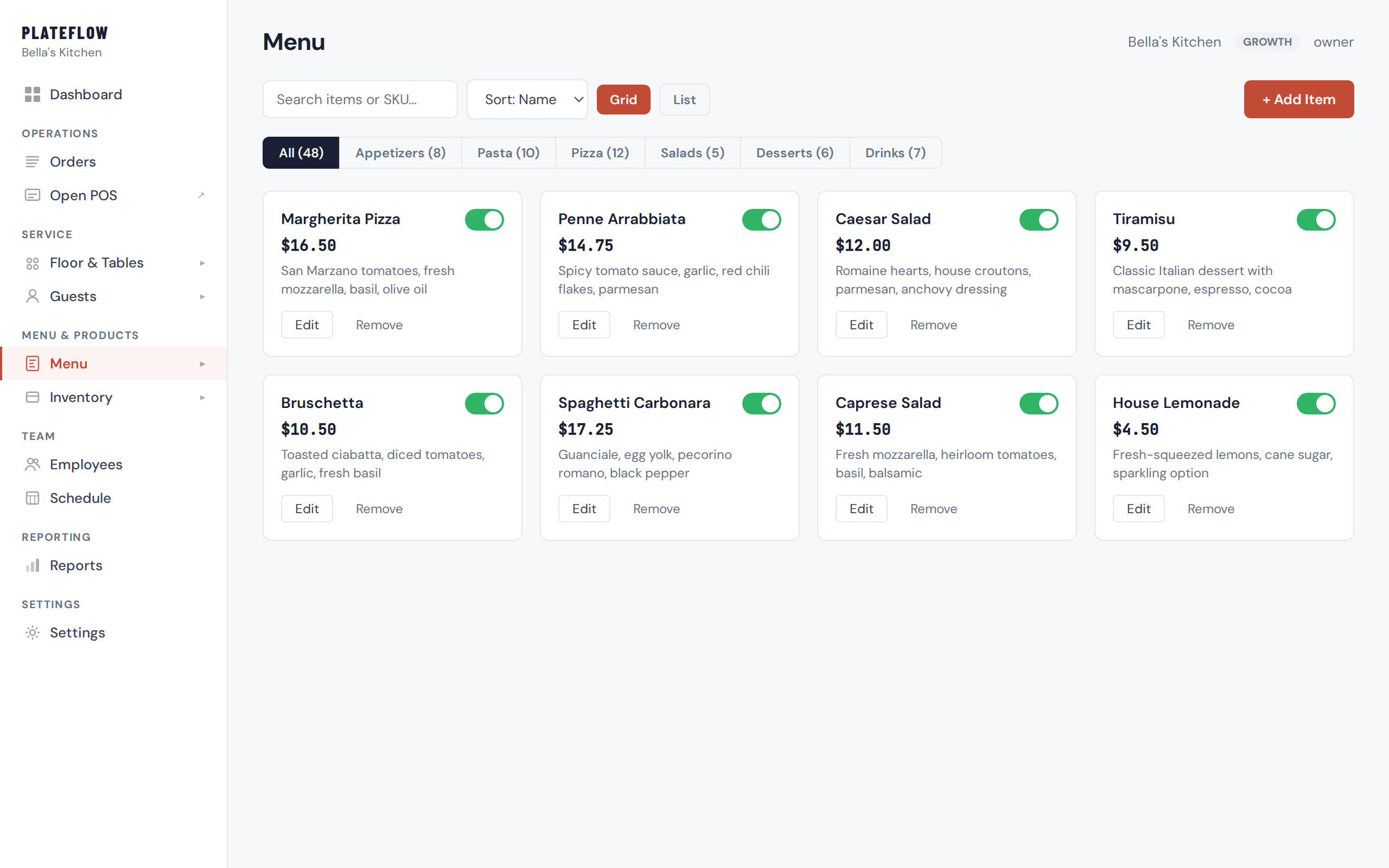 PlateFlow Menu